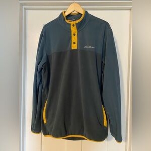 Eddie Bauer Men's Gray and Yellow Fleece